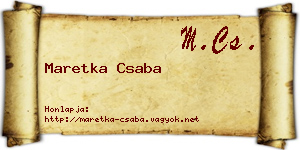 Maretka Csaba névjegykártya